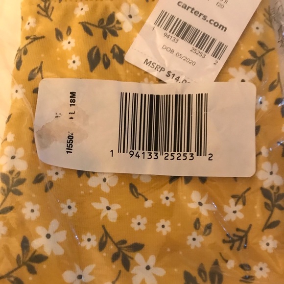 CARTERS GIRL 18 MONTHS YELLOW FLOWER LEGGINGS - Picture 1 of 2